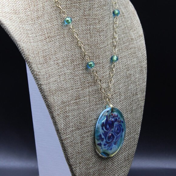 Bolivia 14K Venetian Glass Pendant Necklace - Picture 2 of 10
